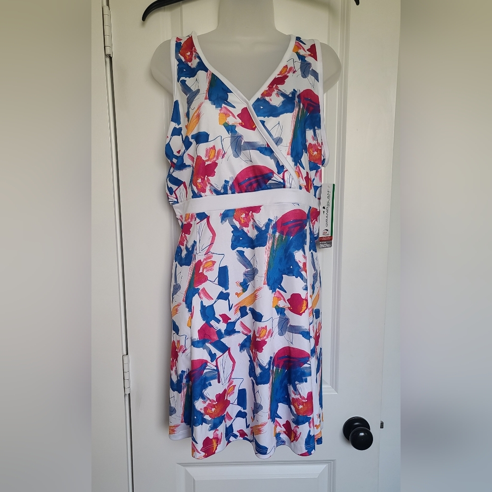 Grand Slam Blue and Pink Pickleball Sleeveless Sundress